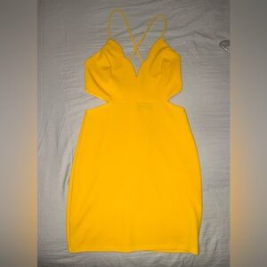 Blue Blush Vibrant Yellow Backless Dress